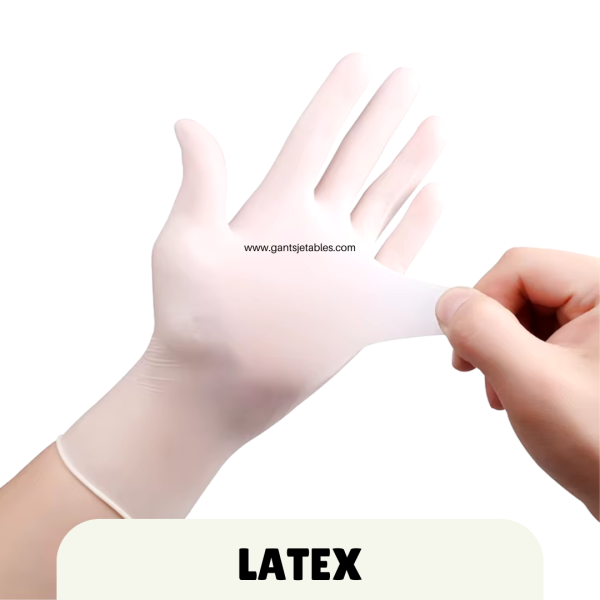 Gants de Protection Jetables en Latex Sans Poudre pour Alimentation et médical