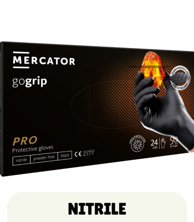 MERCATOR Gogrip Gants noir en nitrile haute qualité